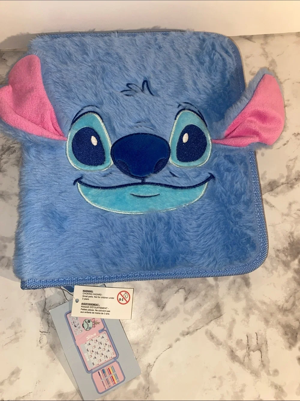 Claire's Blue & Pink Stitch Plush Pencil Case